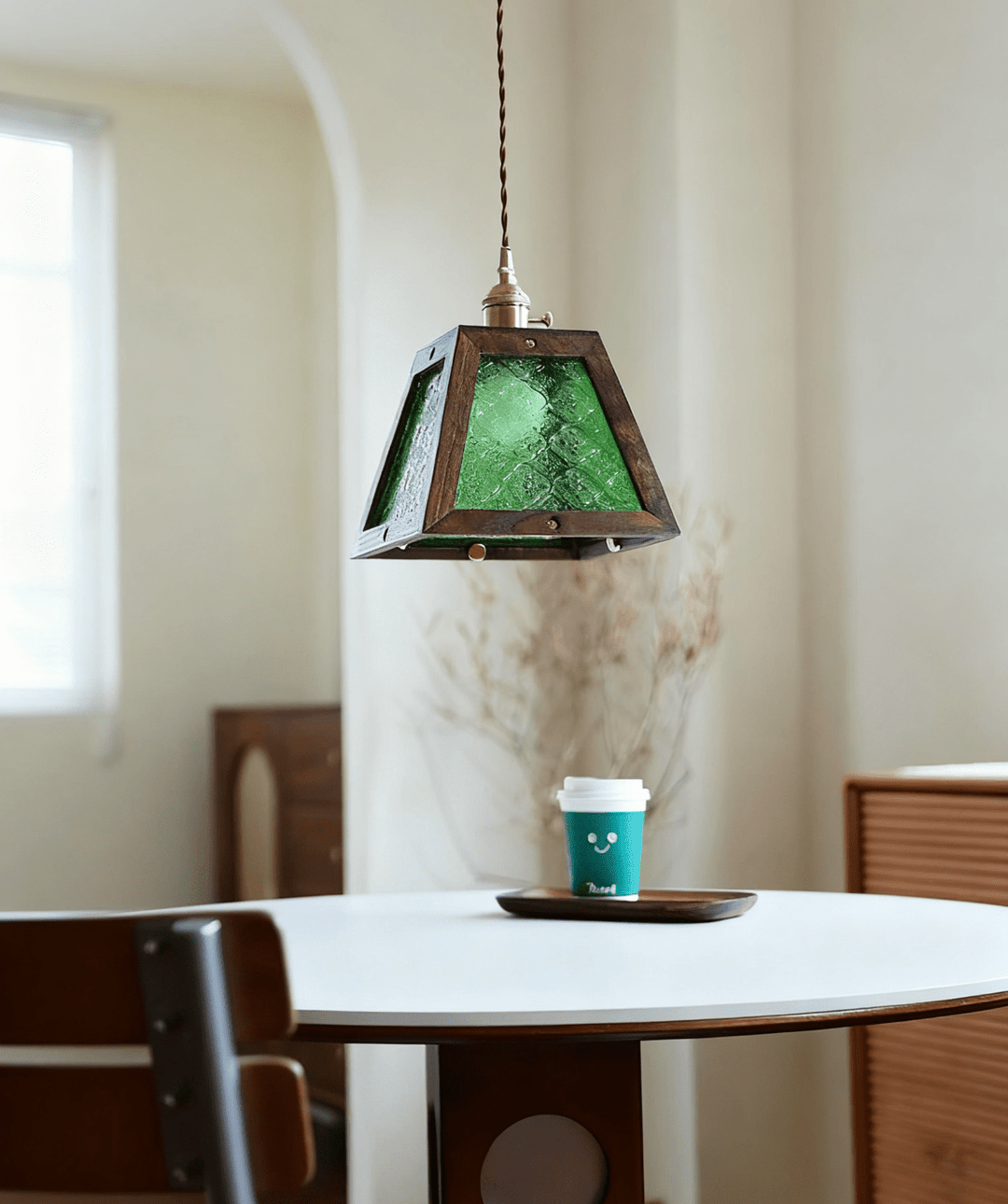 Green Patterned Glass Pendant Light - Vakkerlight