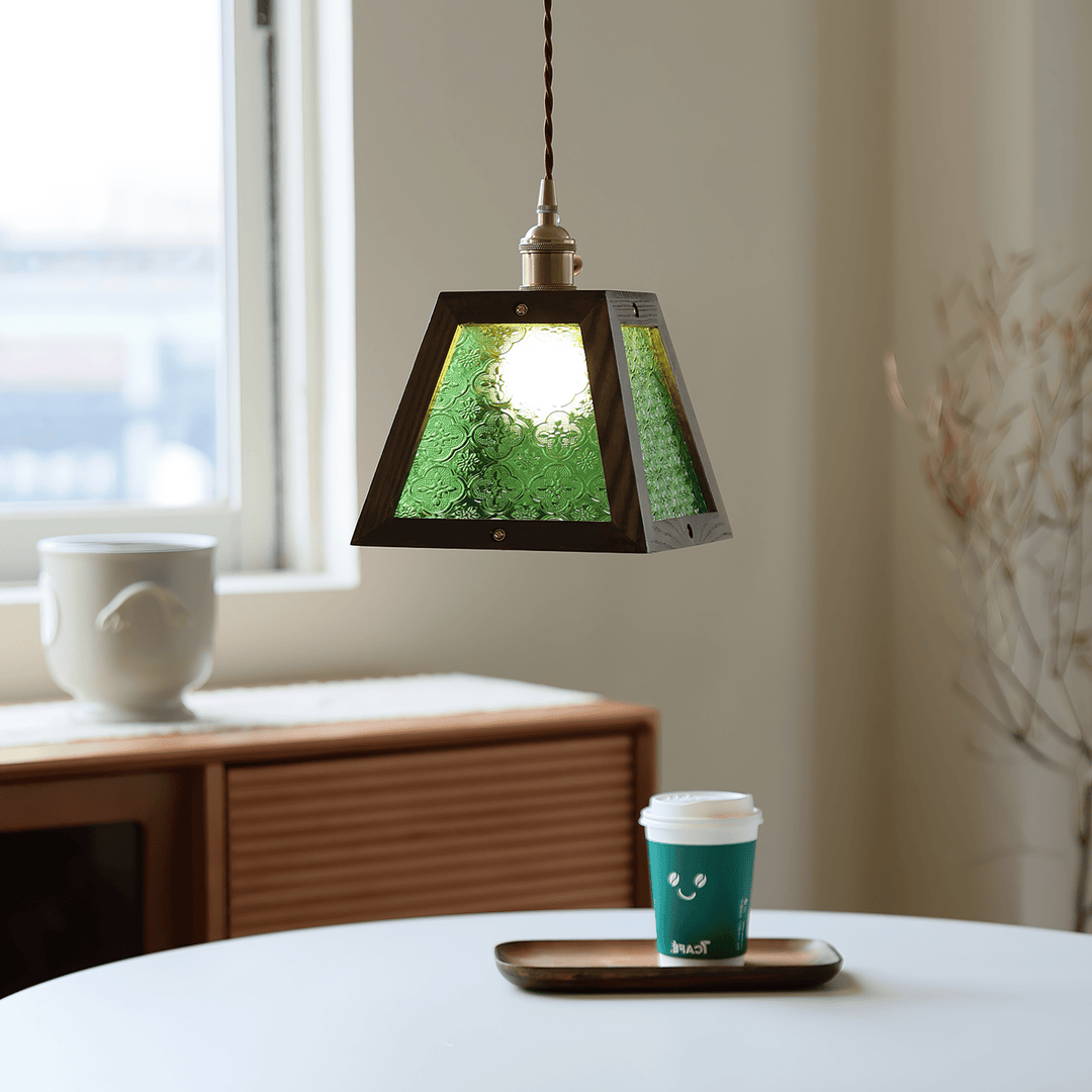 Green Patterned Glass Pendant Light - Vakkerlight