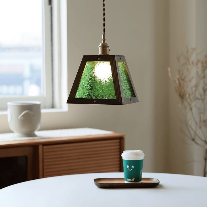 Green Patterned Glass Pendant Light - Vakkerlight