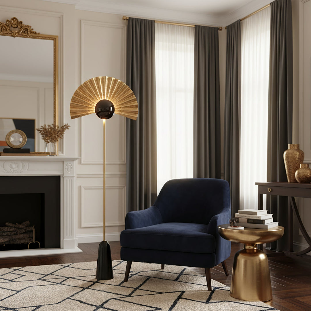 Gilded Fan Floor Lamp - Vakkerlight