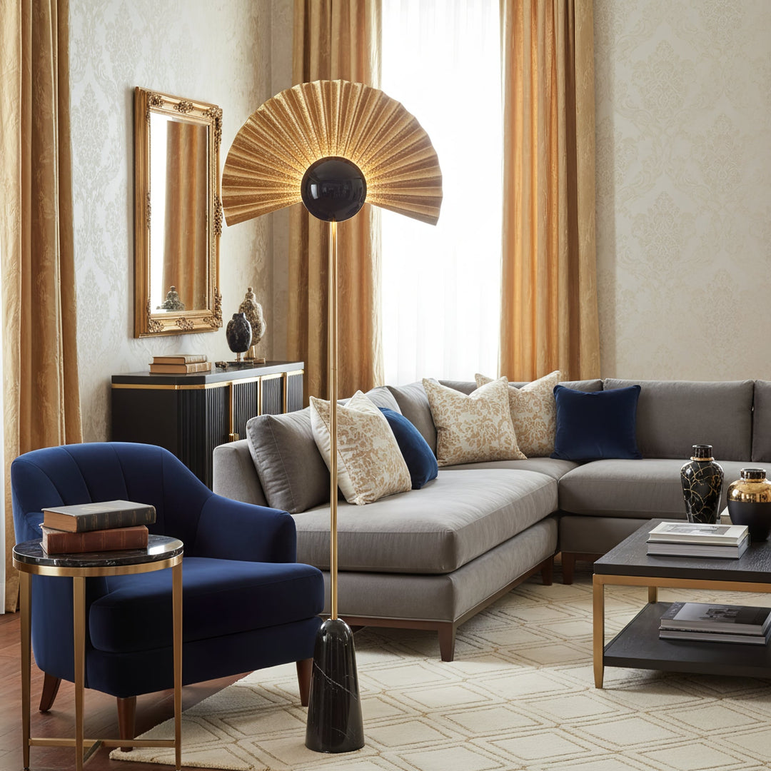 Gilded Fan Floor Lamp - Vakkerlight