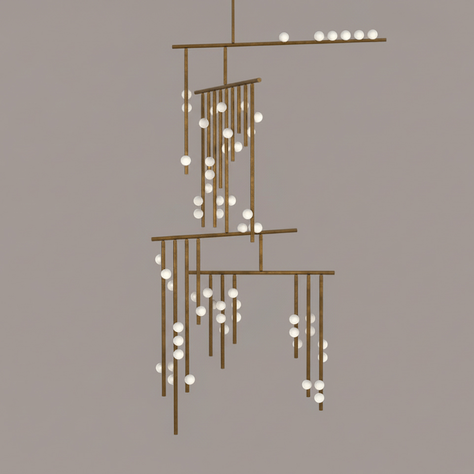 Brass Glass Drop Chandelier - Vakkerlight