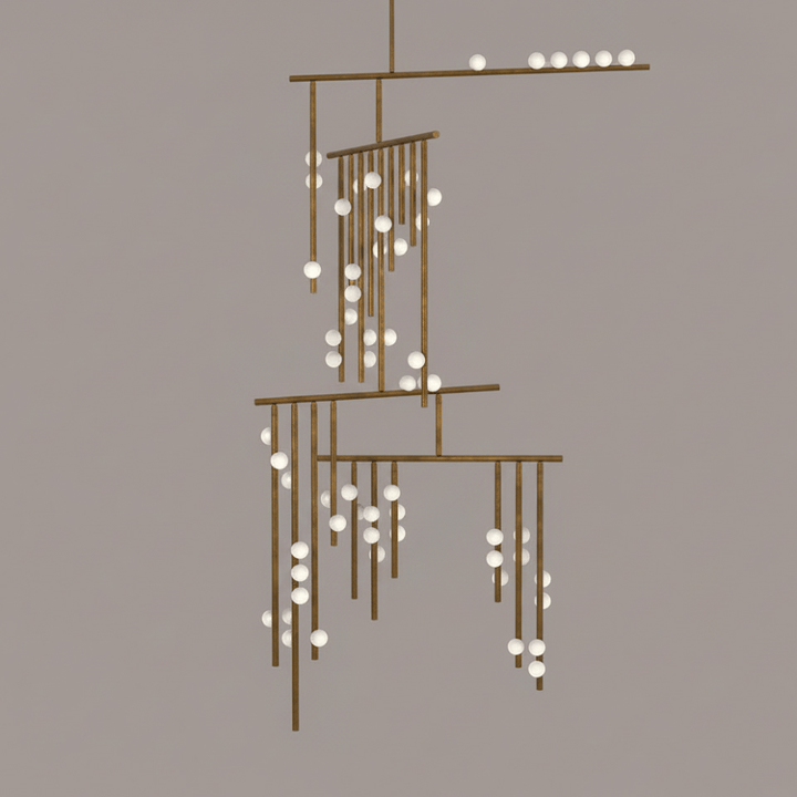 Brass Glass Drop Chandelier - Vakkerlight