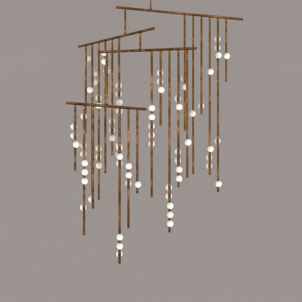 Brass Glass Drop Chandelier - Vakkerlight