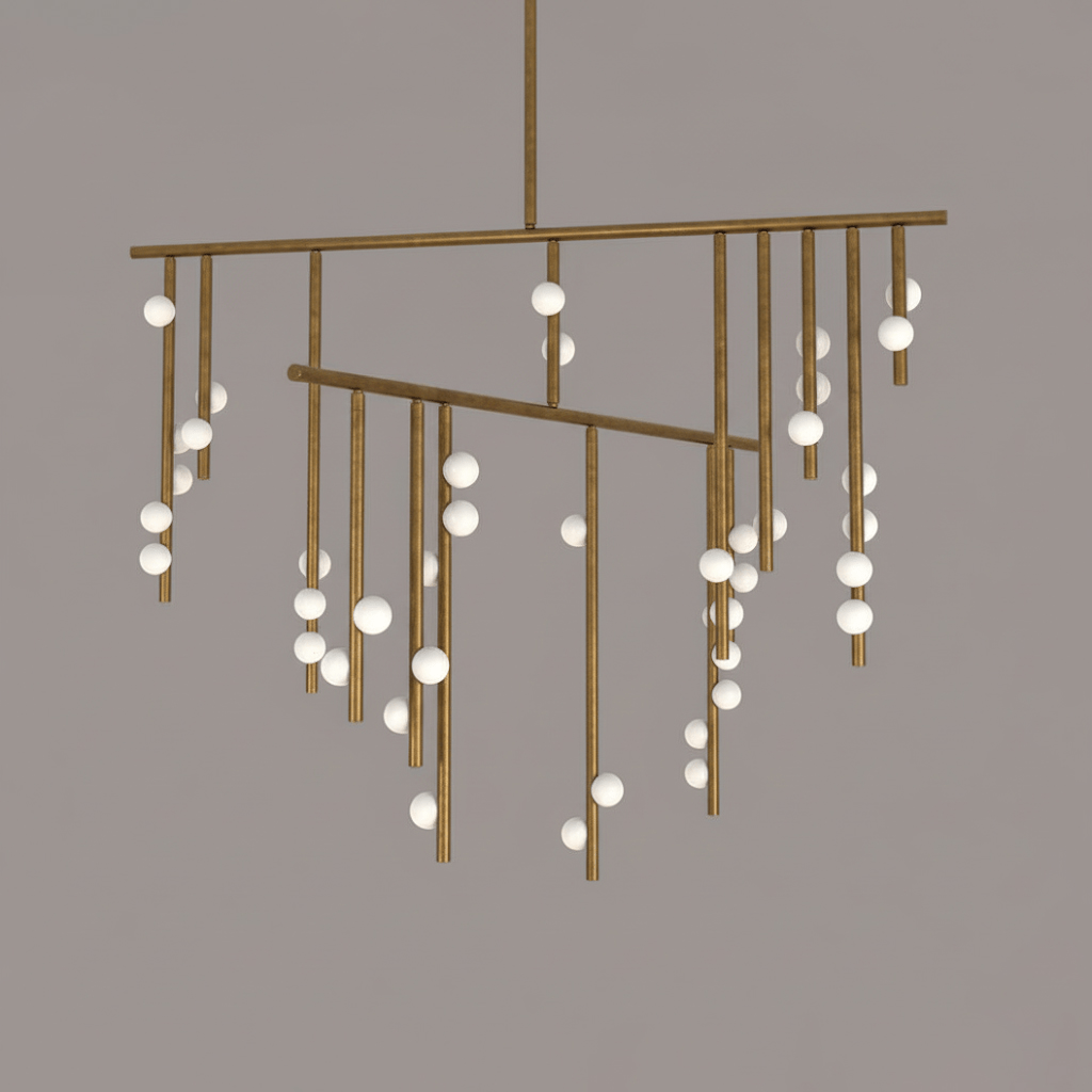 Brass Glass Drop Chandelier - Vakkerlight
