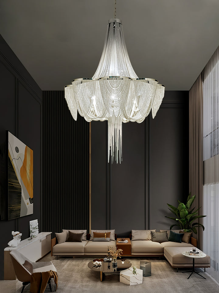 Silver Chain Tassel Chandelier - Vakkerlight