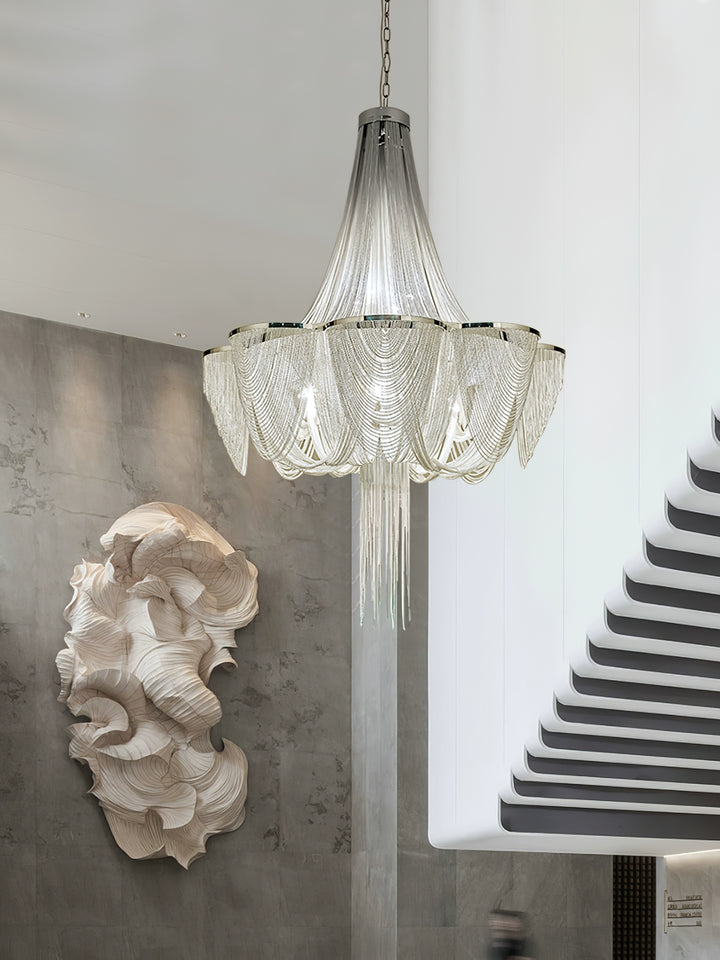 Silver Chain Tassel Chandelier - Vakkerlight