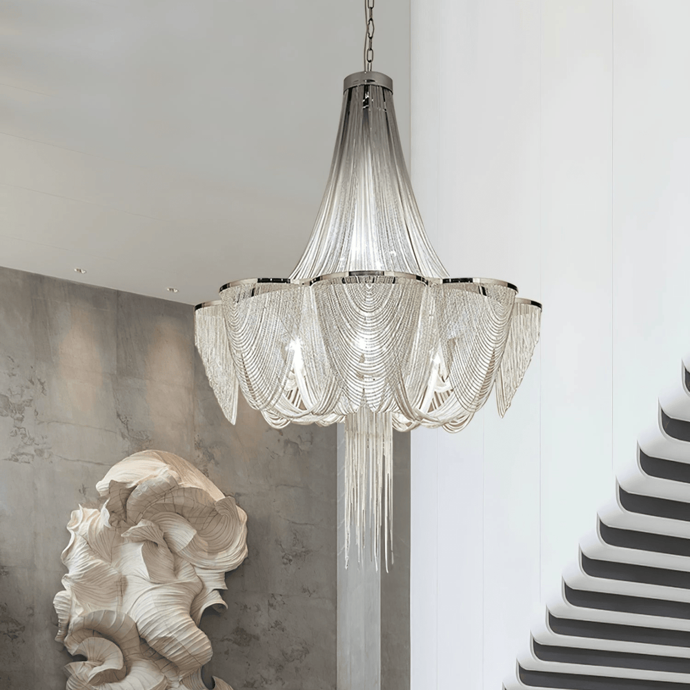 Silver Chain Tassel Chandelier - Vakkerlight