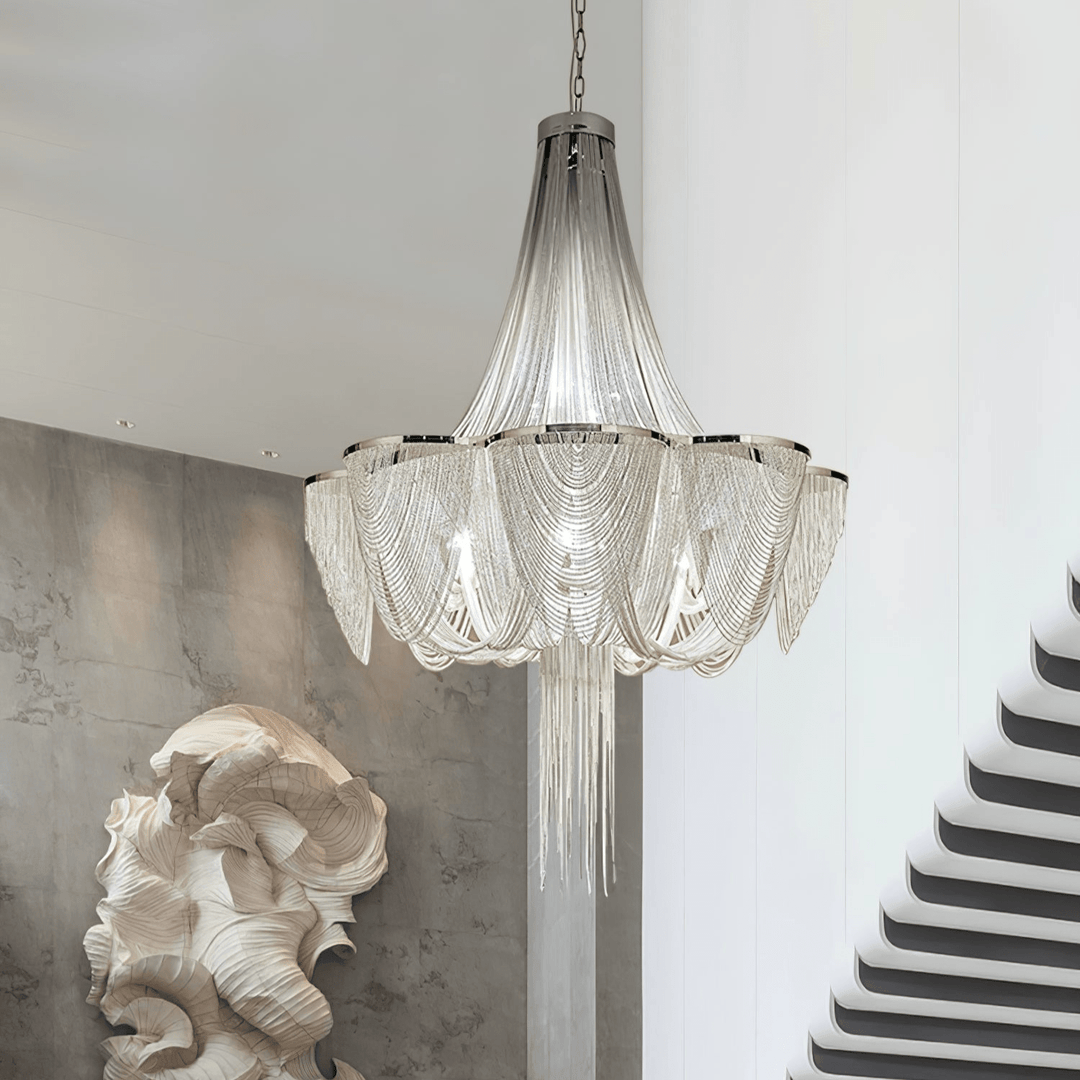 Silver Chain Tassel Chandelier - Vakkerlight