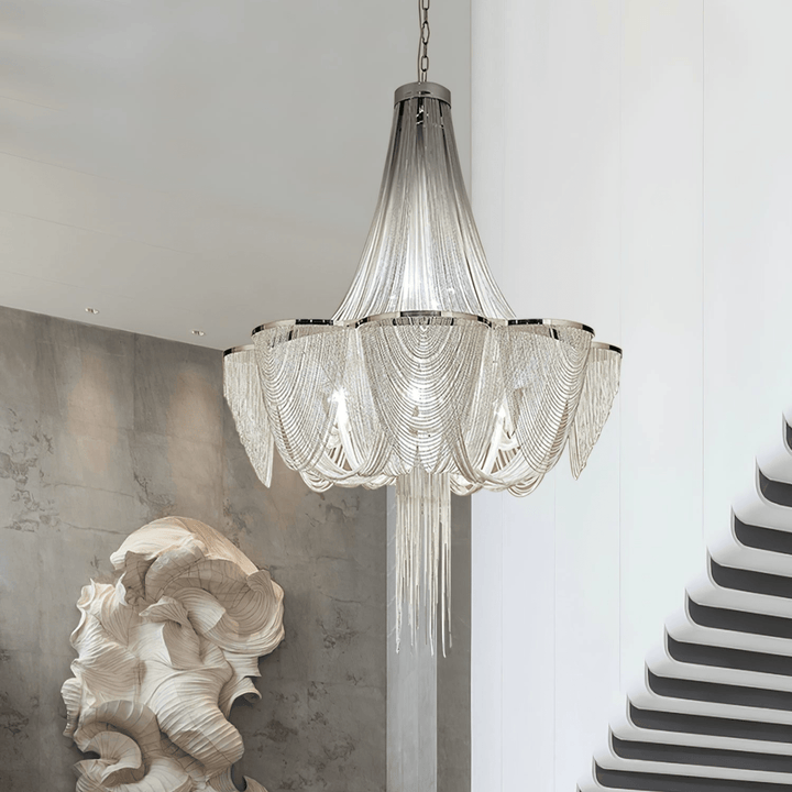 Silver Chain Tassel Chandelier - Vakkerlight