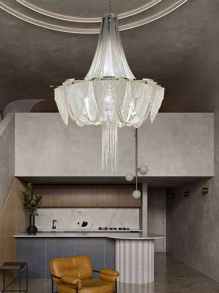 Silver Chain Tassel Chandelier - Vakkerlight