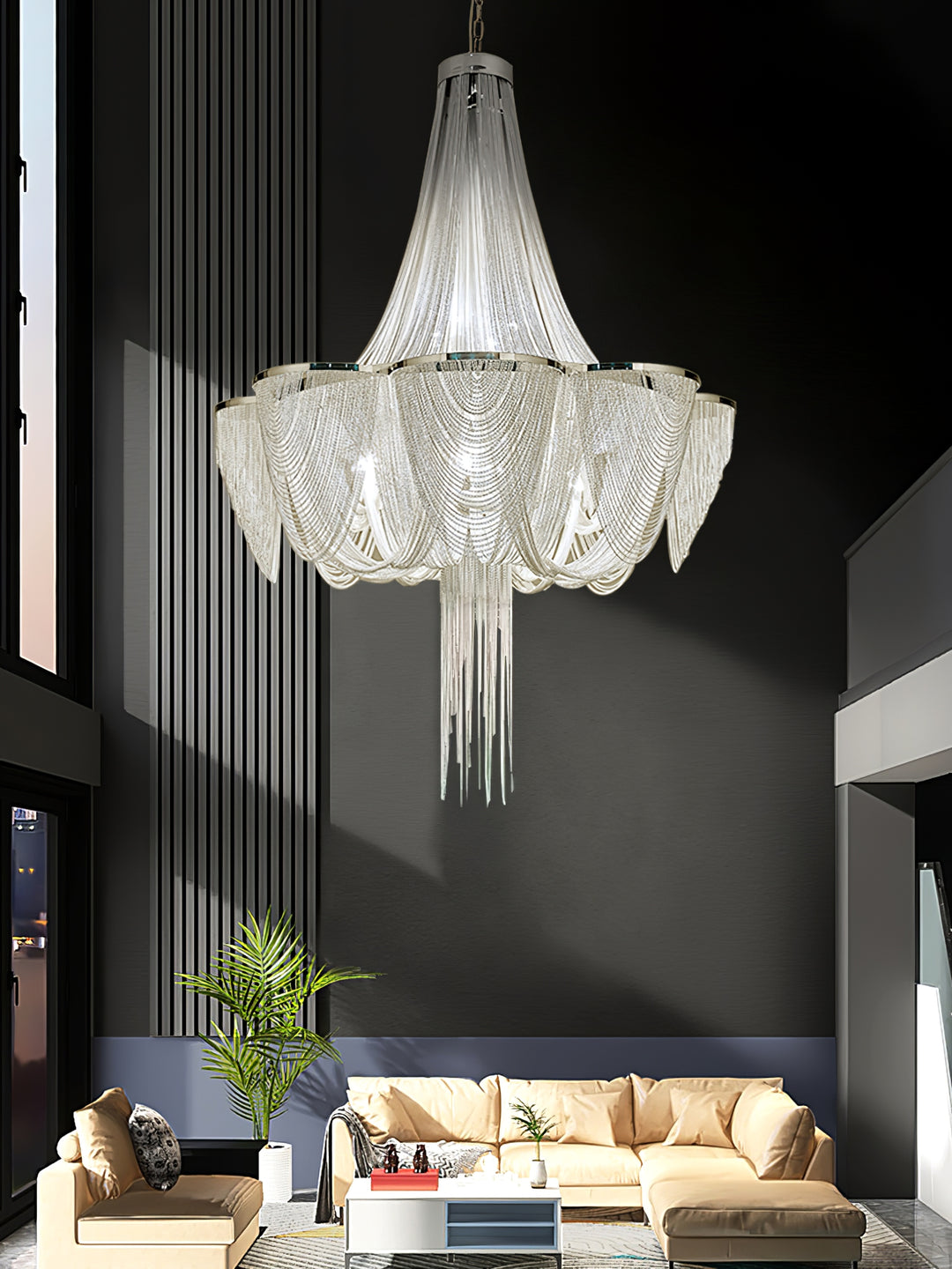 Silver Chain Tassel Chandelier - Vakkerlight