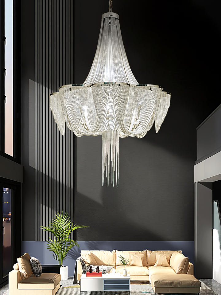 Silver Chain Tassel Chandelier - Vakkerlight