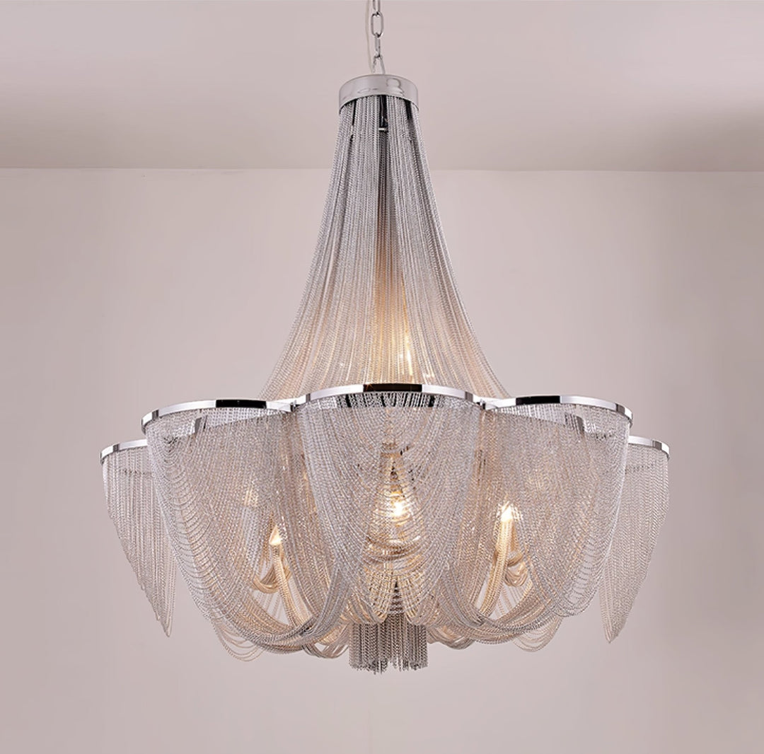 Silver Chain Tassel Chandelier - Vakkerlight