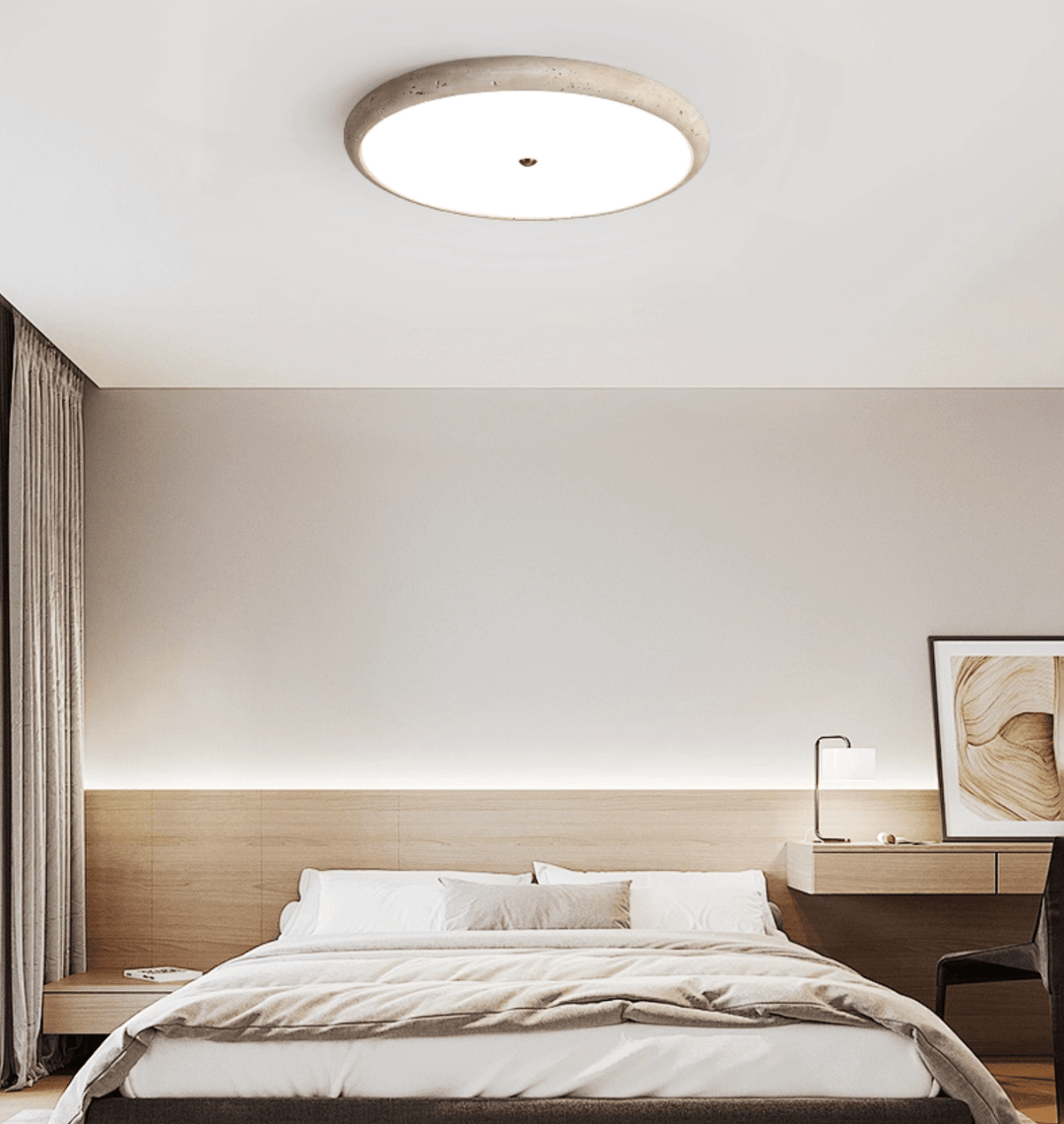Textured Travertine Disk Ceiling Light - Vakkerlight