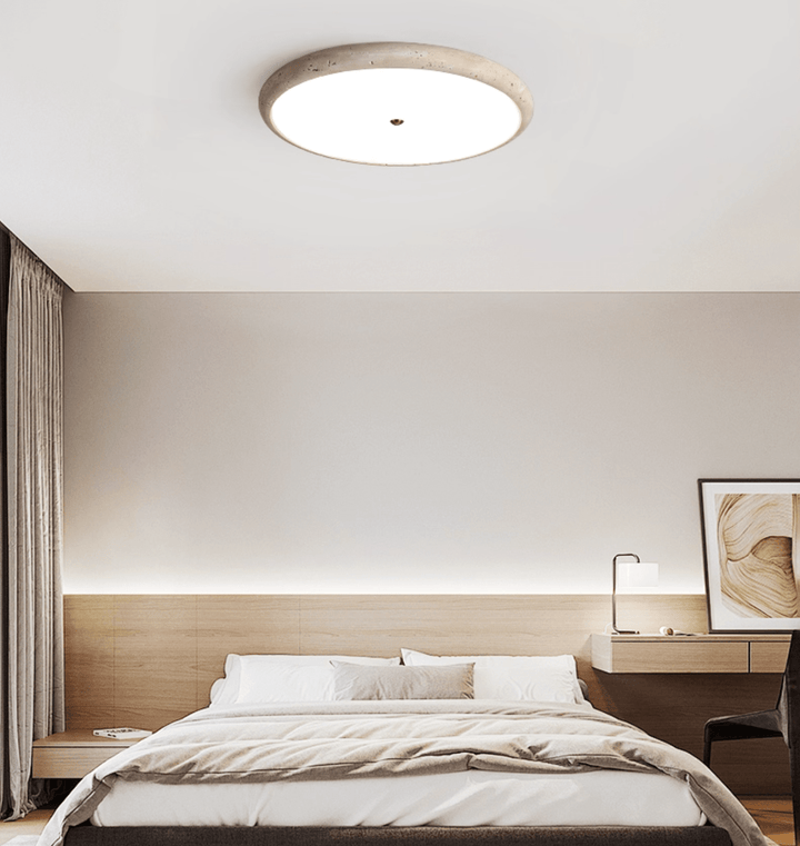Textured Travertine Disk Ceiling Light - Vakkerlight
