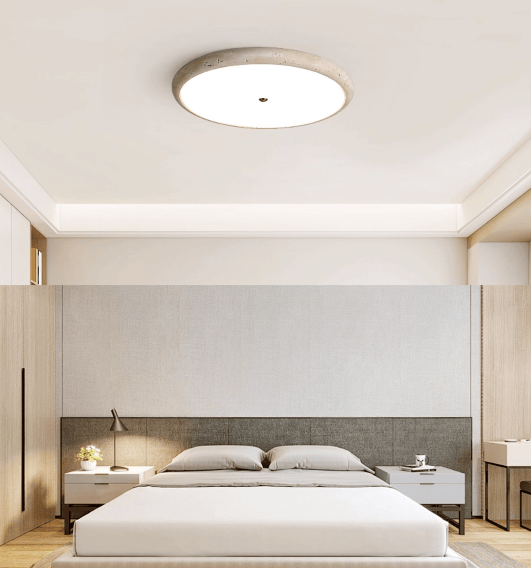 Textured Travertine Disk Ceiling Light - Vakkerlight