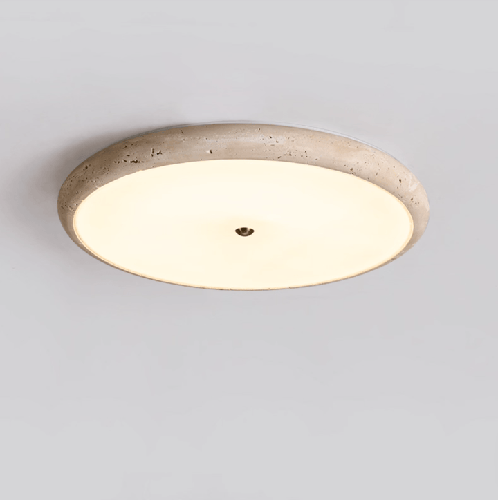 Textured Travertine Disk Ceiling Light - Vakkerlight