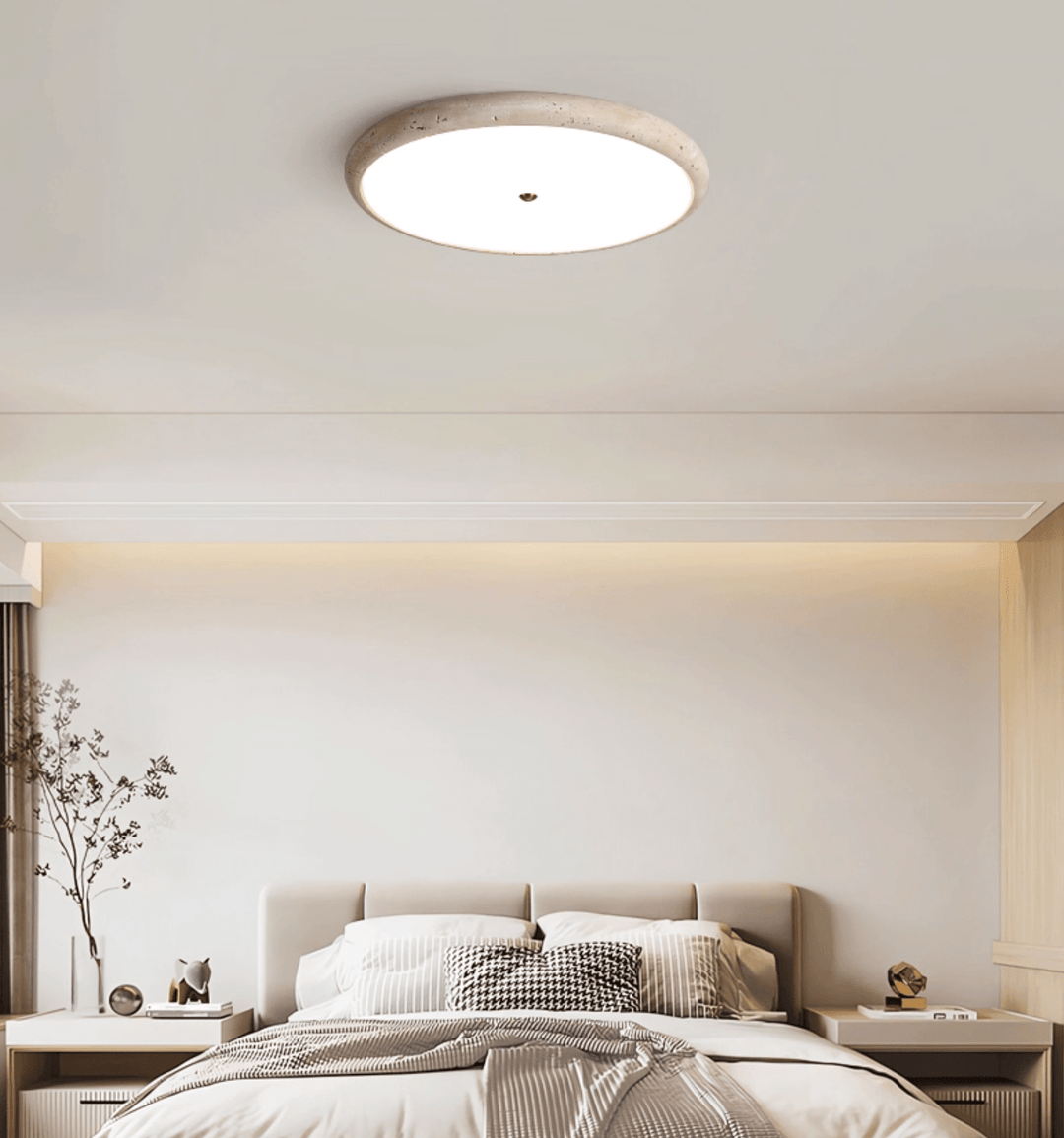Textured Travertine Disk Ceiling Light - Vakkerlight
