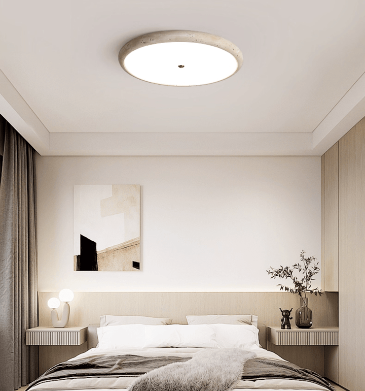 Textured Travertine Disk Ceiling Light - Vakkerlight