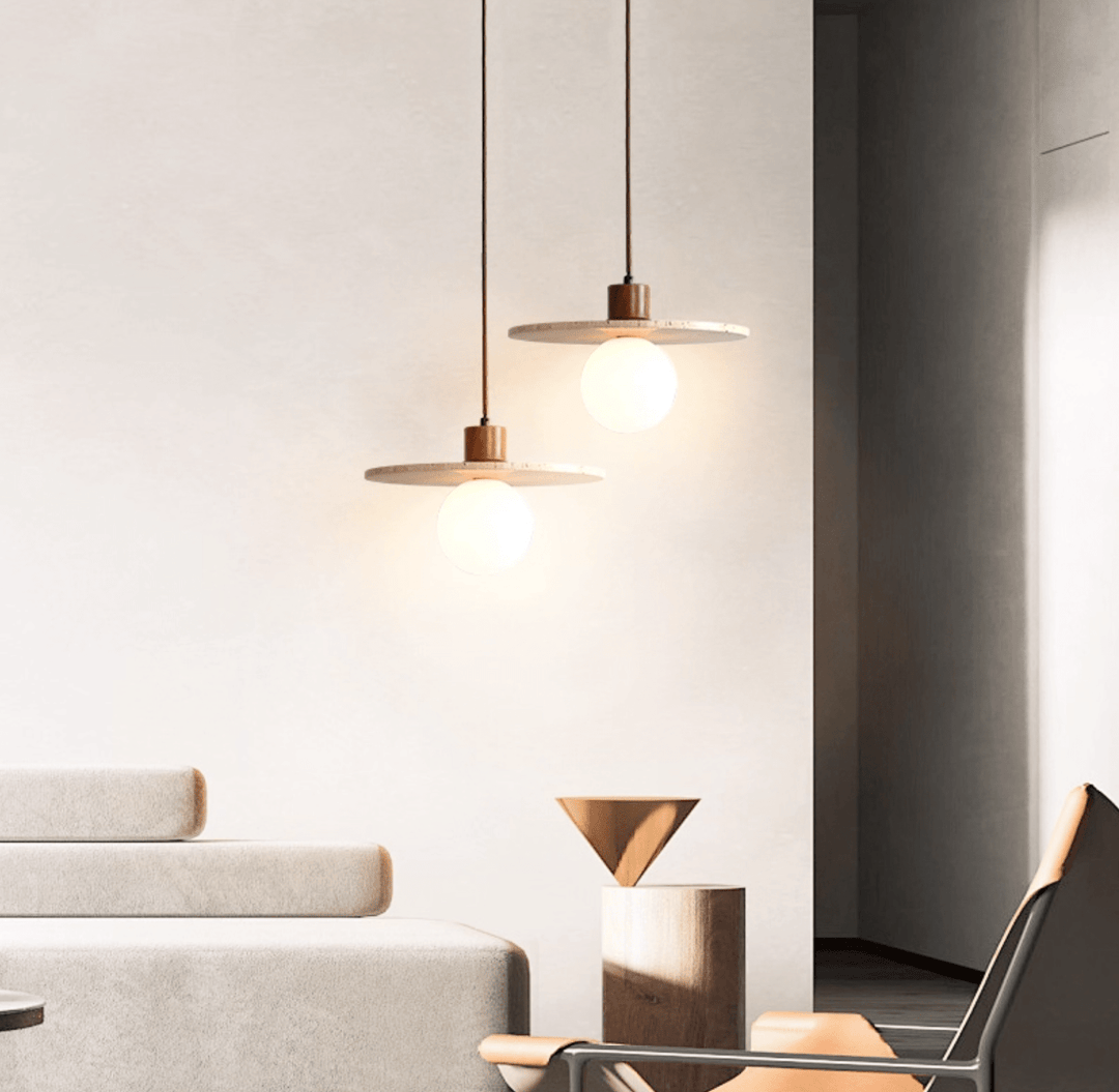 Travertine Disk Globe Pendant Light - Vakkerlight