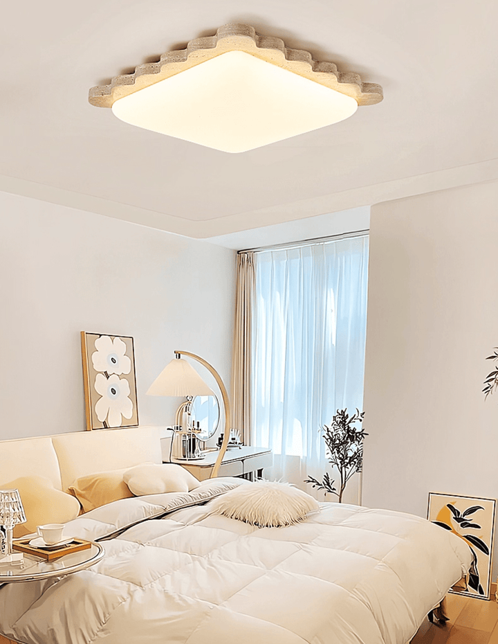 Travertine Scallop Edge Ceiling Light - Vakkerlight