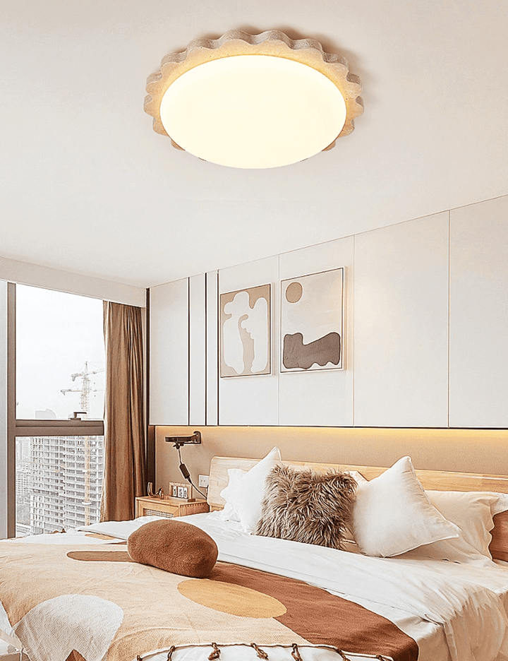 Travertine Scallop Edge Ceiling Light - Vakkerlight