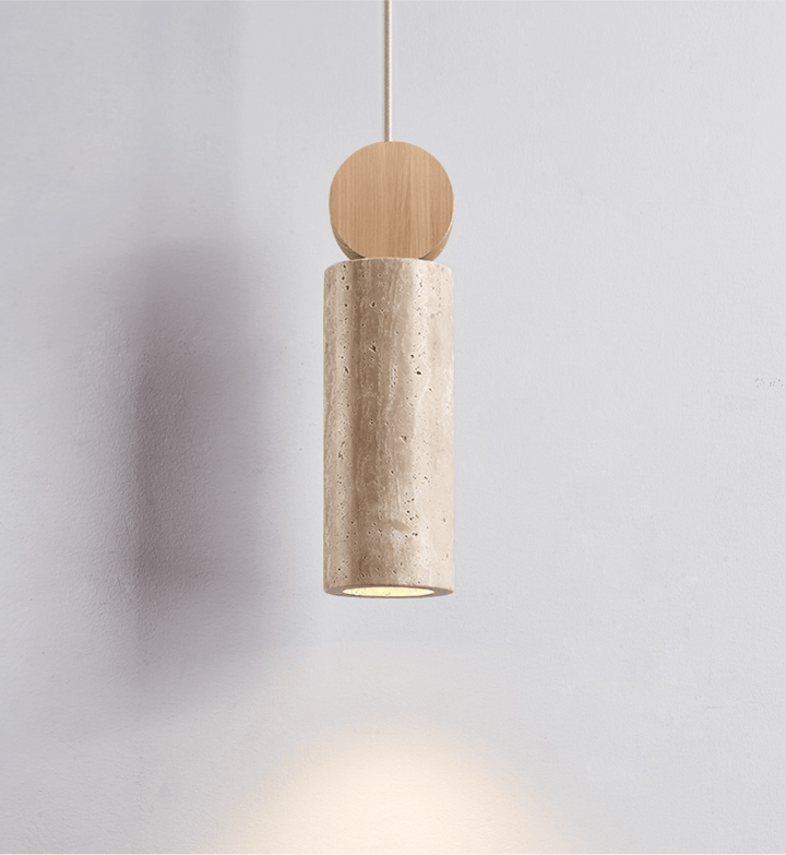 Travertine Cylinder Disc Pendant Light - Vakkerlight