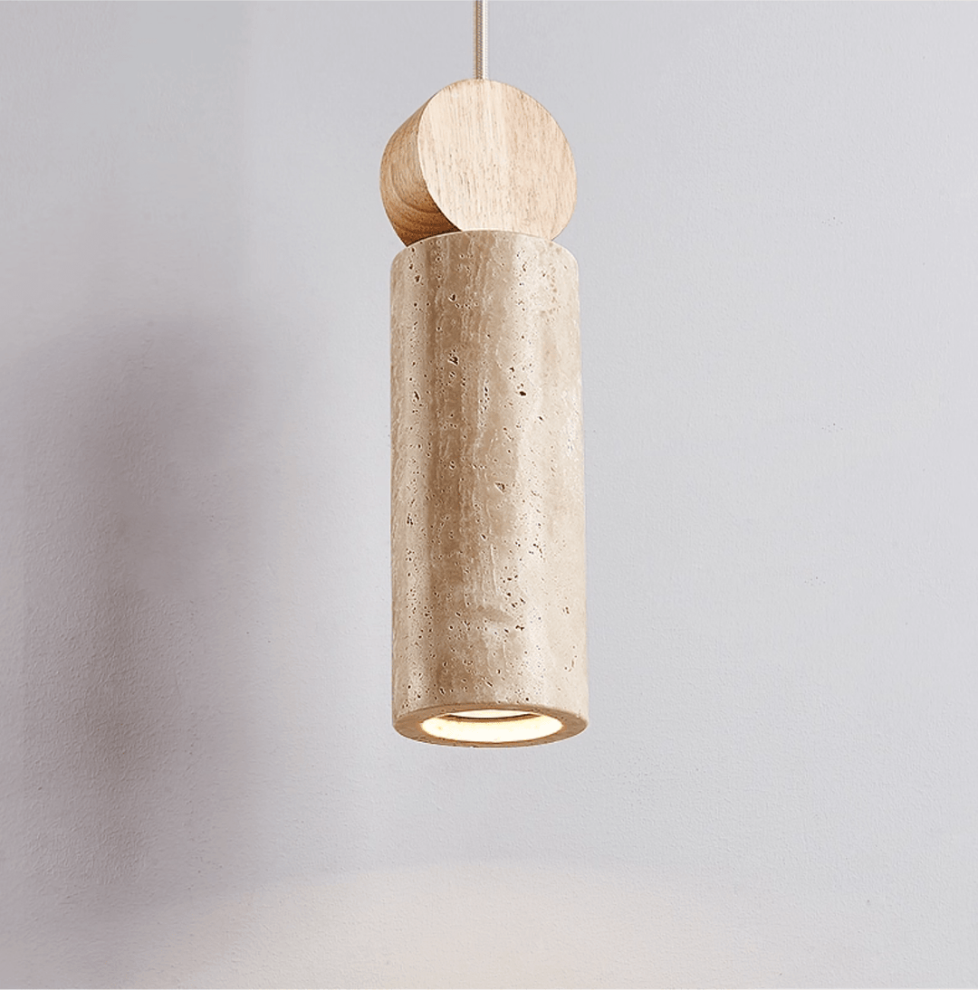 Travertine Cylinder Disc Pendant Light - Vakkerlight