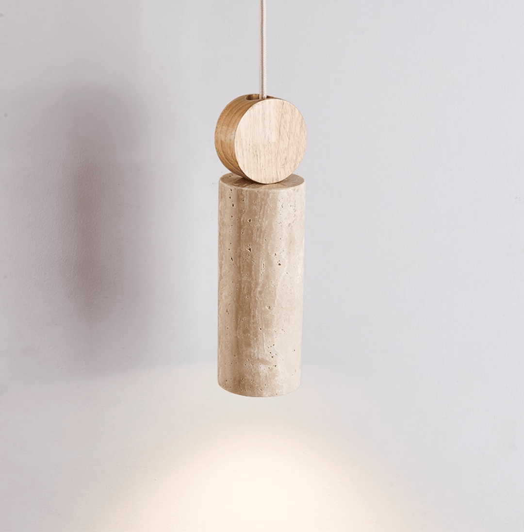 Travertine Cylinder Disc Pendant Light - Vakkerlight