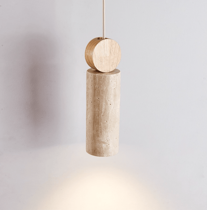 Travertine Cylinder Disc Pendant Light - Vakkerlight
