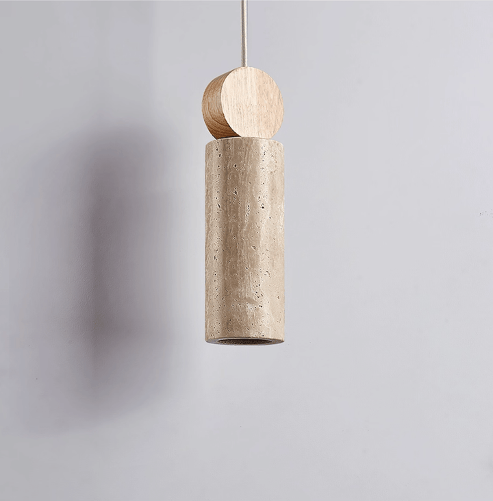 Travertine Cylinder Disc Pendant Light - Vakkerlight