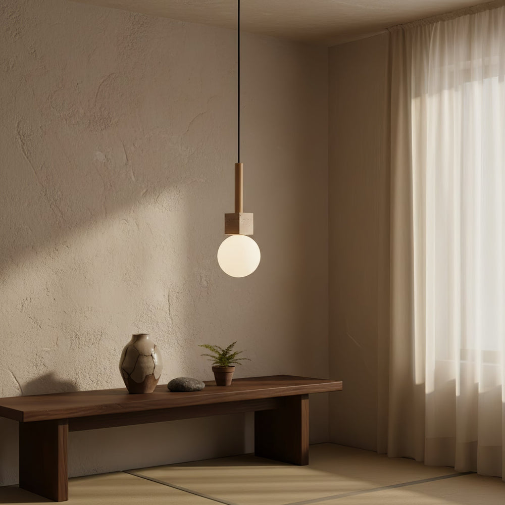 Travertine Cube Globe Pendant Light - Vakkerlight