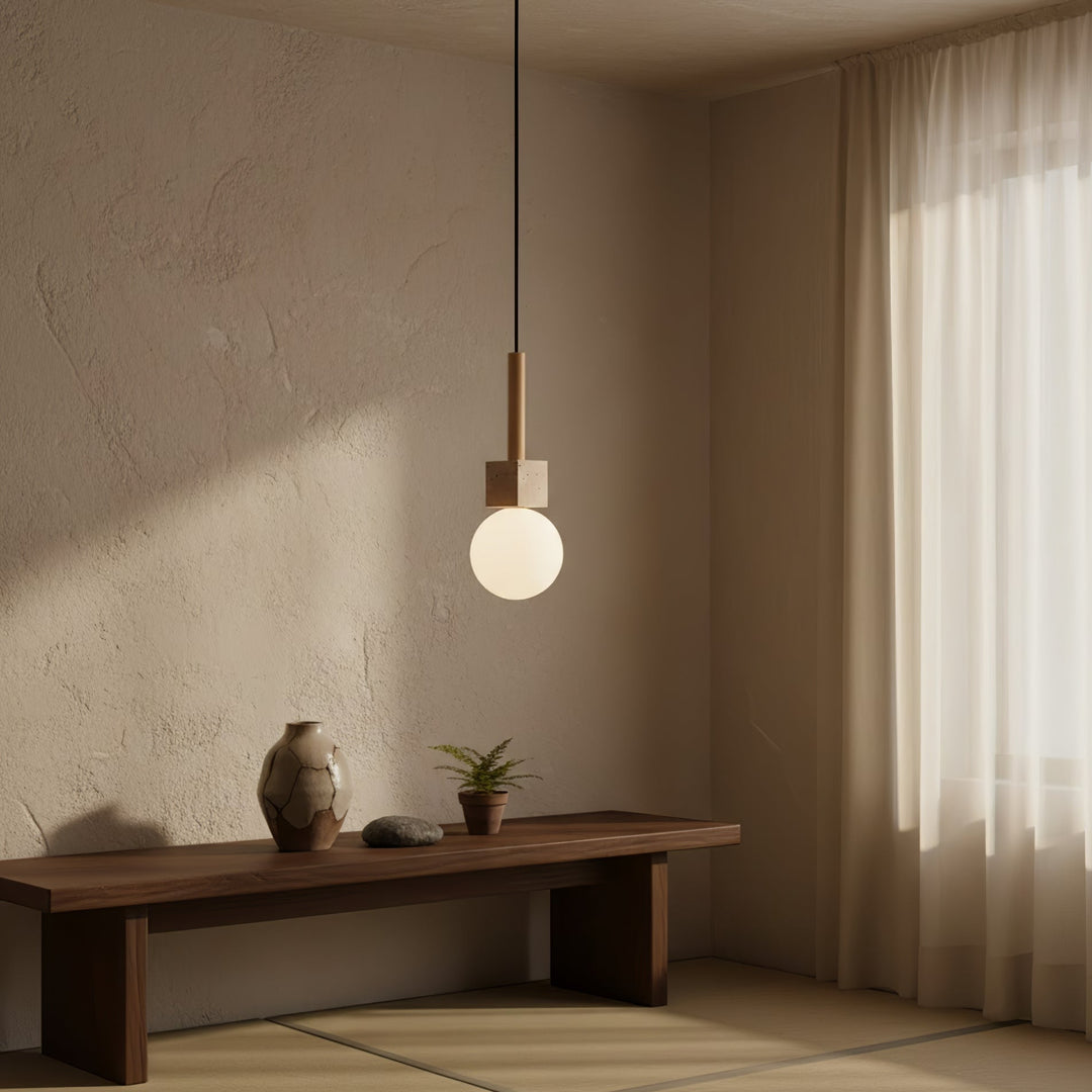 Travertine Cube Globe Pendant Light - Vakkerlight