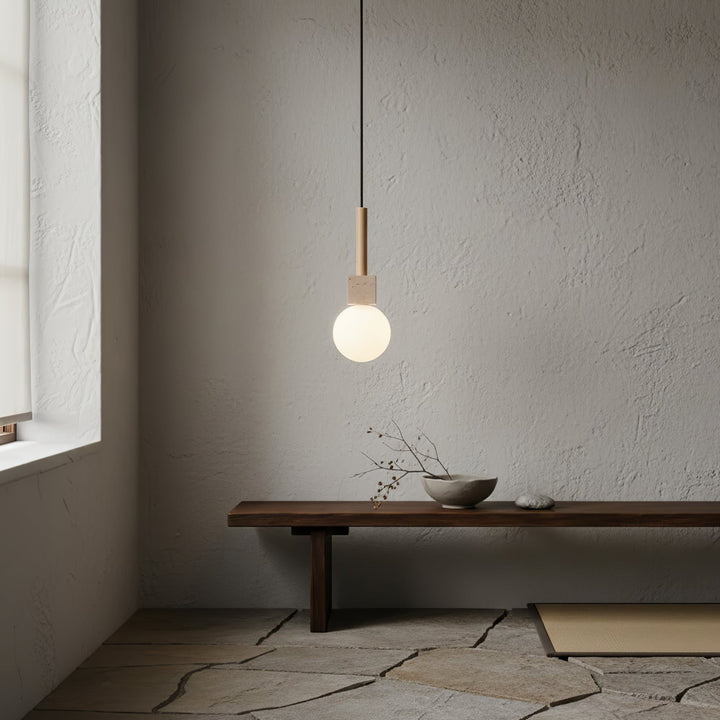 Travertine Cube Globe Pendant Light - Vakkerlight