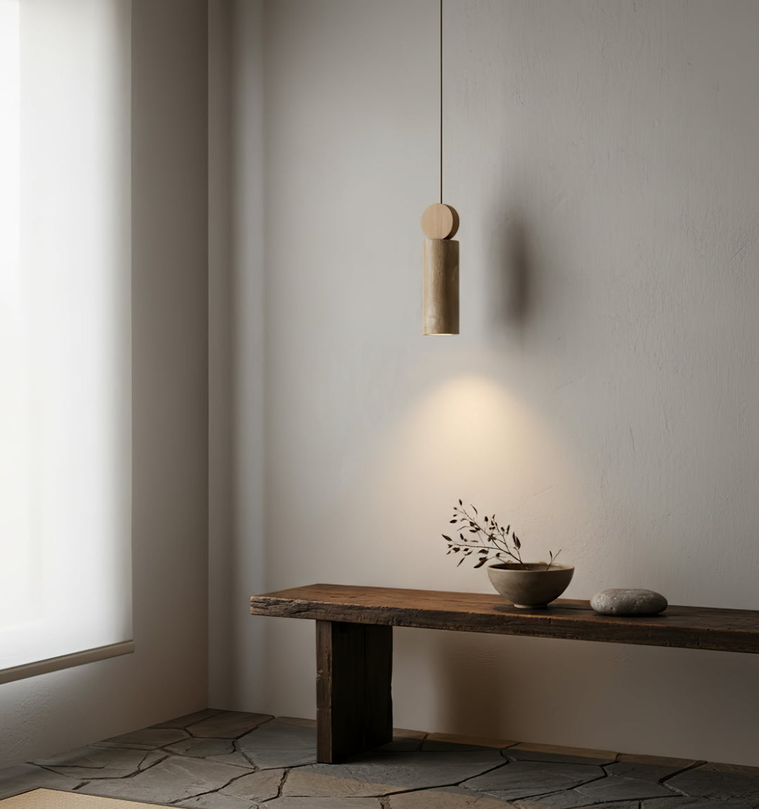 Travertine Cylinder Disc Pendant Light - Vakkerlight