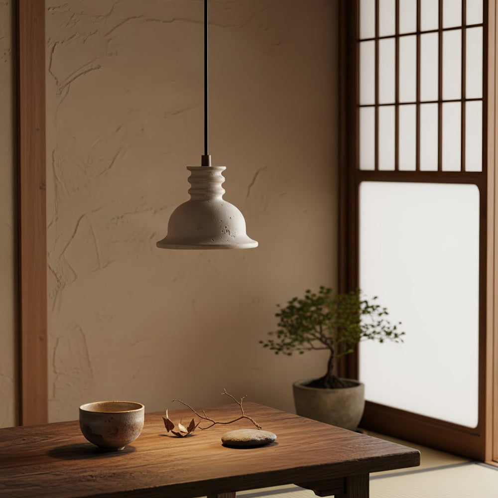 Travertine Ribbed Dome Pendant Light - Vakkerlight