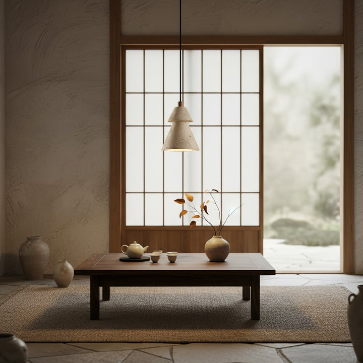 Tiered Travertine Cone Pendant Light - Vakkerlight