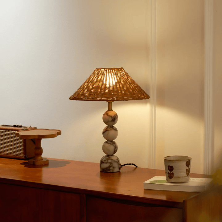 Marble Orb Rattan Table Lamp - Vakkerlight