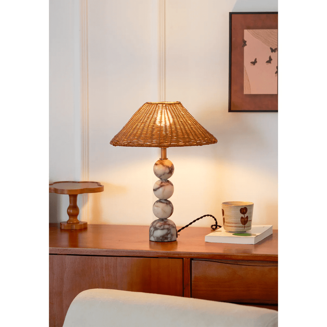 Marble Orb Rattan Table Lamp - Vakkerlight