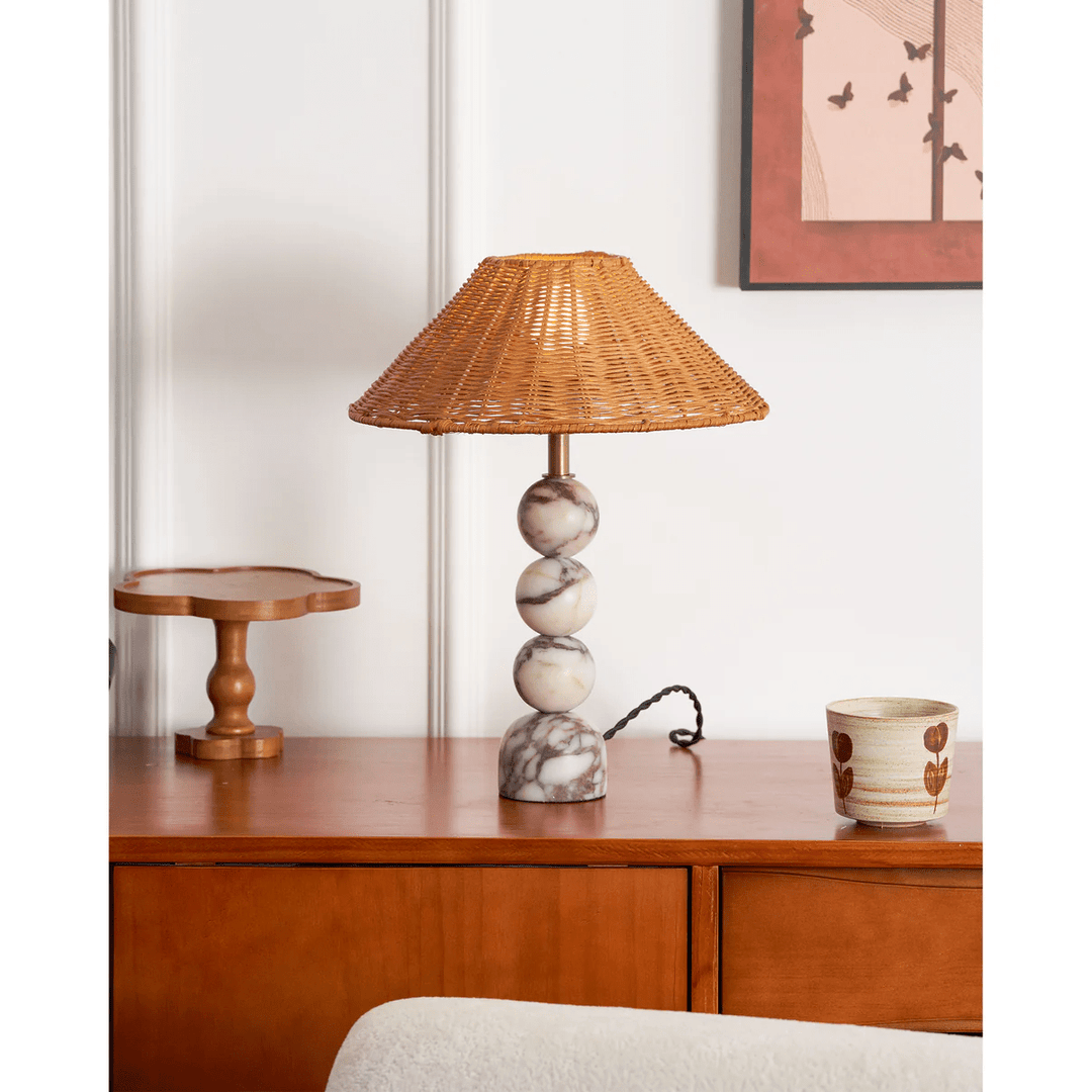 Marble Orb Rattan Table Lamp - Vakkerlight
