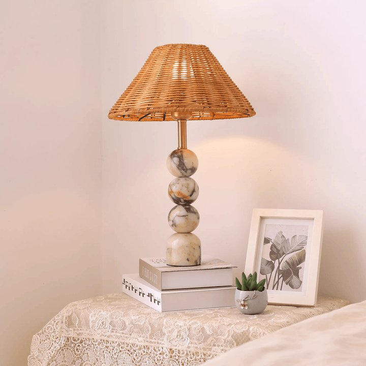 Marble Orb Rattan Table Lamp - Vakkerlight