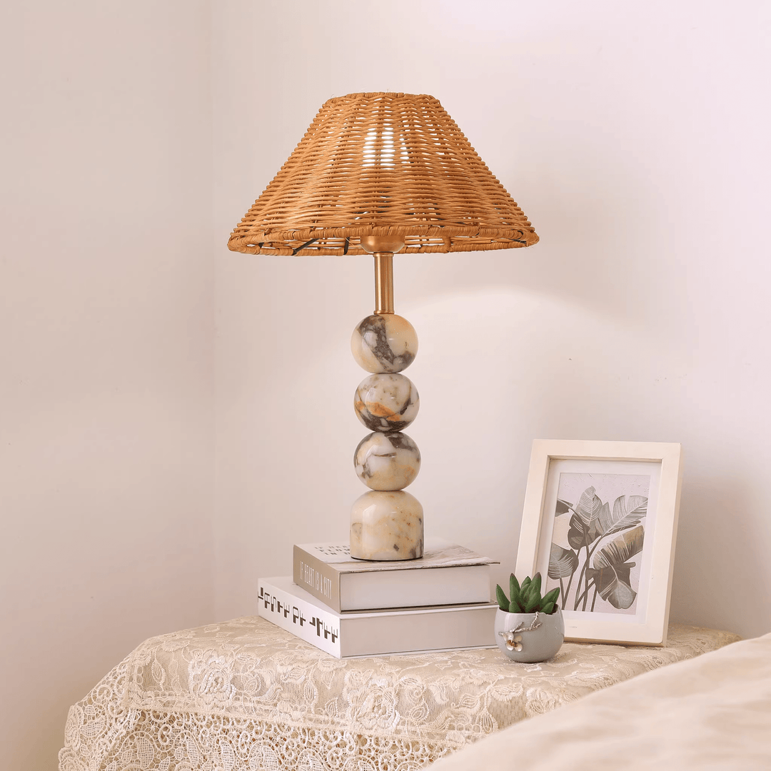 Marble Orb Rattan Table Lamp - Vakkerlight