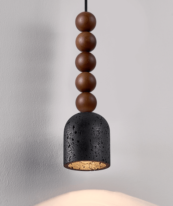 Wood Bead Travertine Pendant Light - Vakkerlight