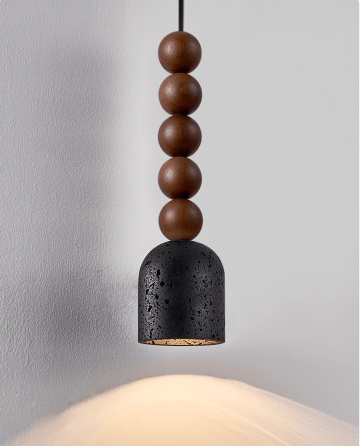 Wood Bead Travertine Pendant Light - Vakkerlight