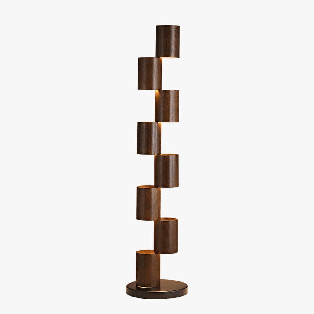 Stacked Wood Tower Floor Lamp - Vakkerlight