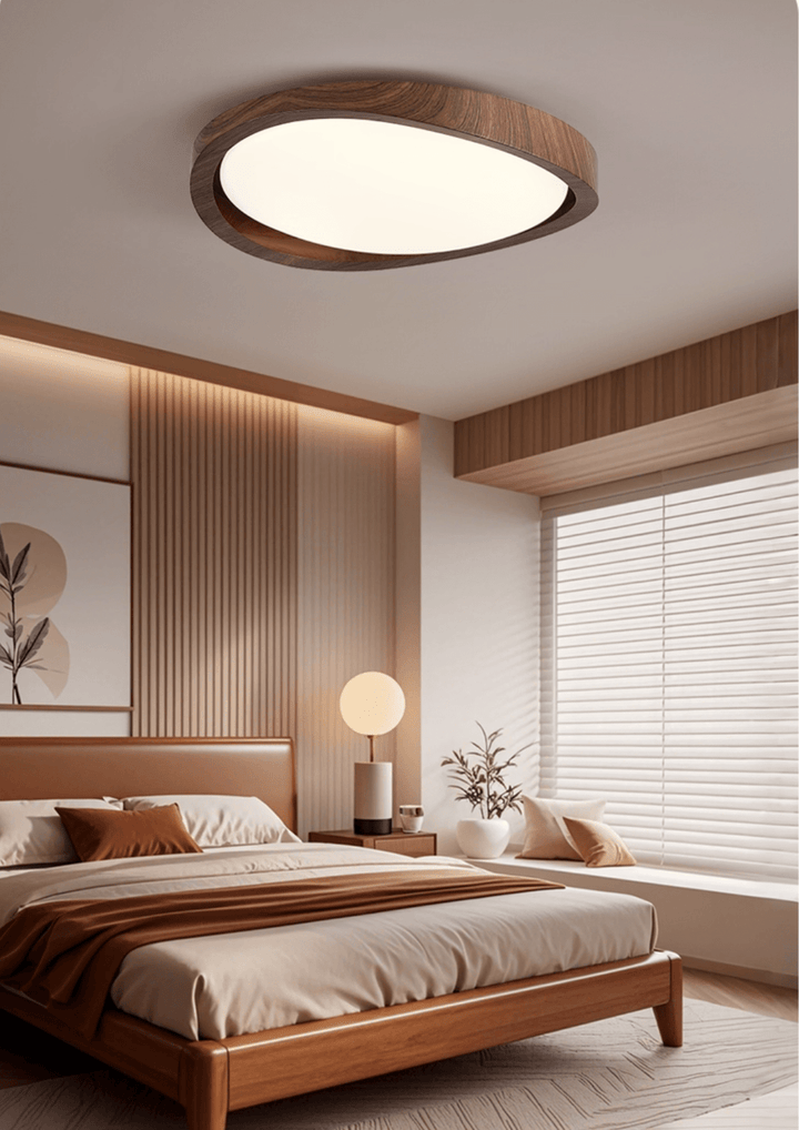 Walnut Curved Edge Ceiling Light - Vakkerlight