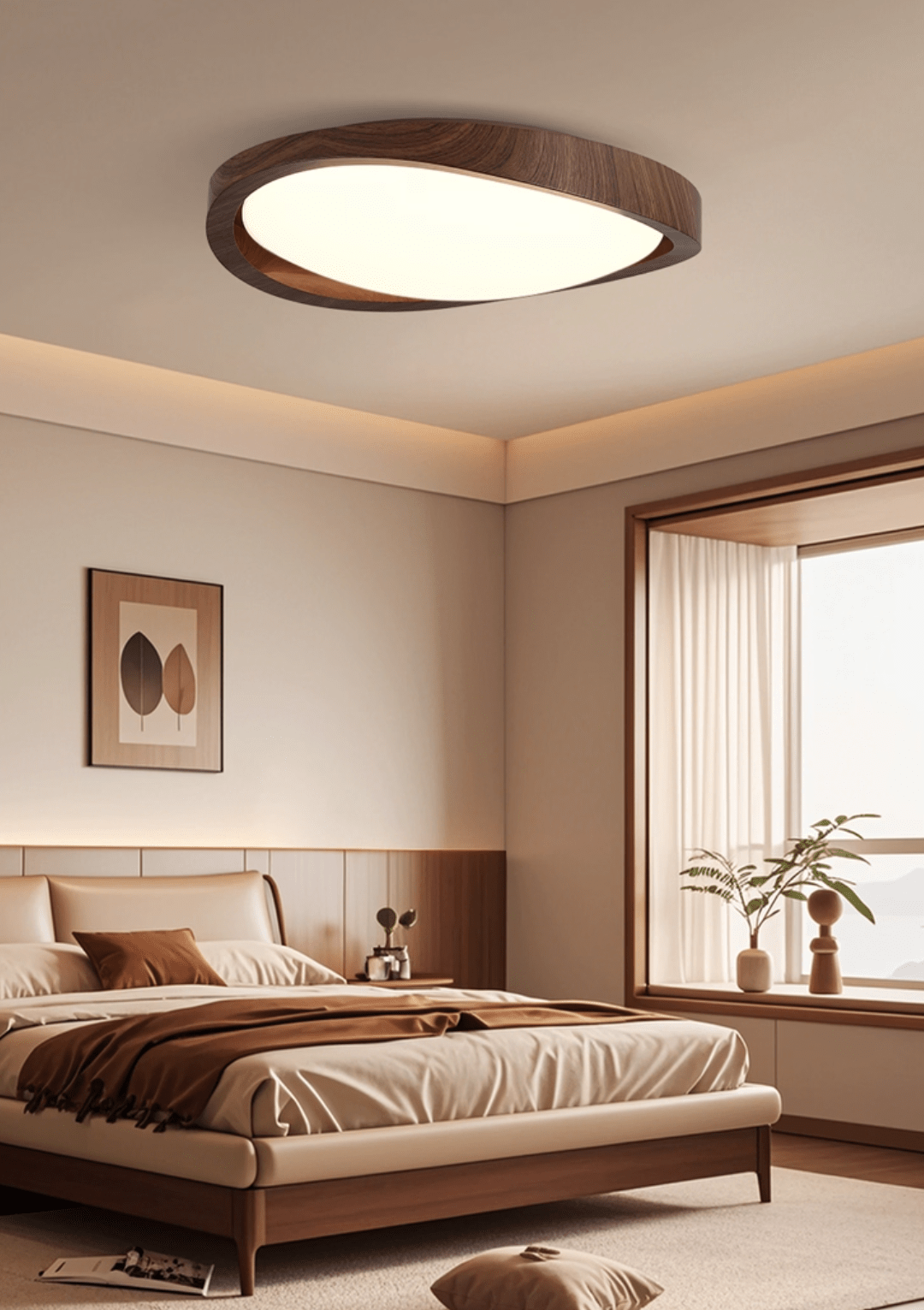 Walnut Curved Edge Ceiling Light - Vakkerlight