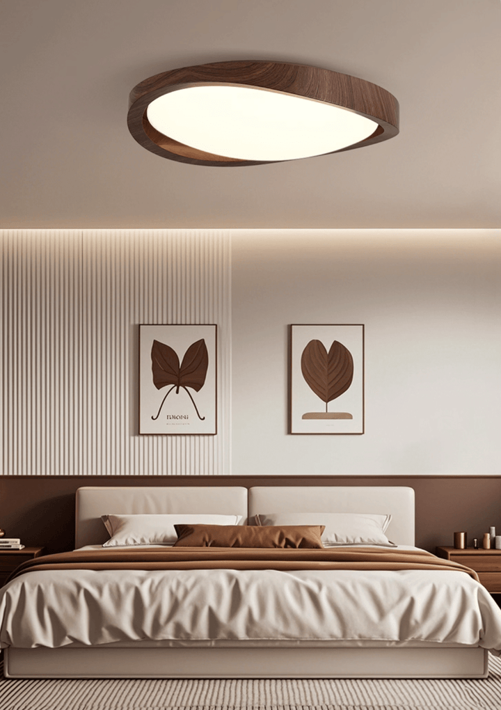 Walnut Curved Edge Ceiling Light - Vakkerlight