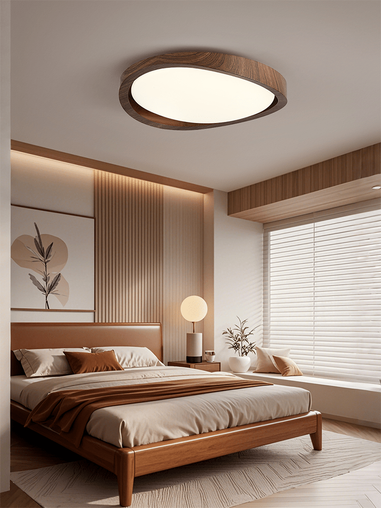 Walnut Curved Edge Ceiling Light - Vakkerlight